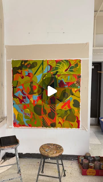 Terrarium painting on studio wall